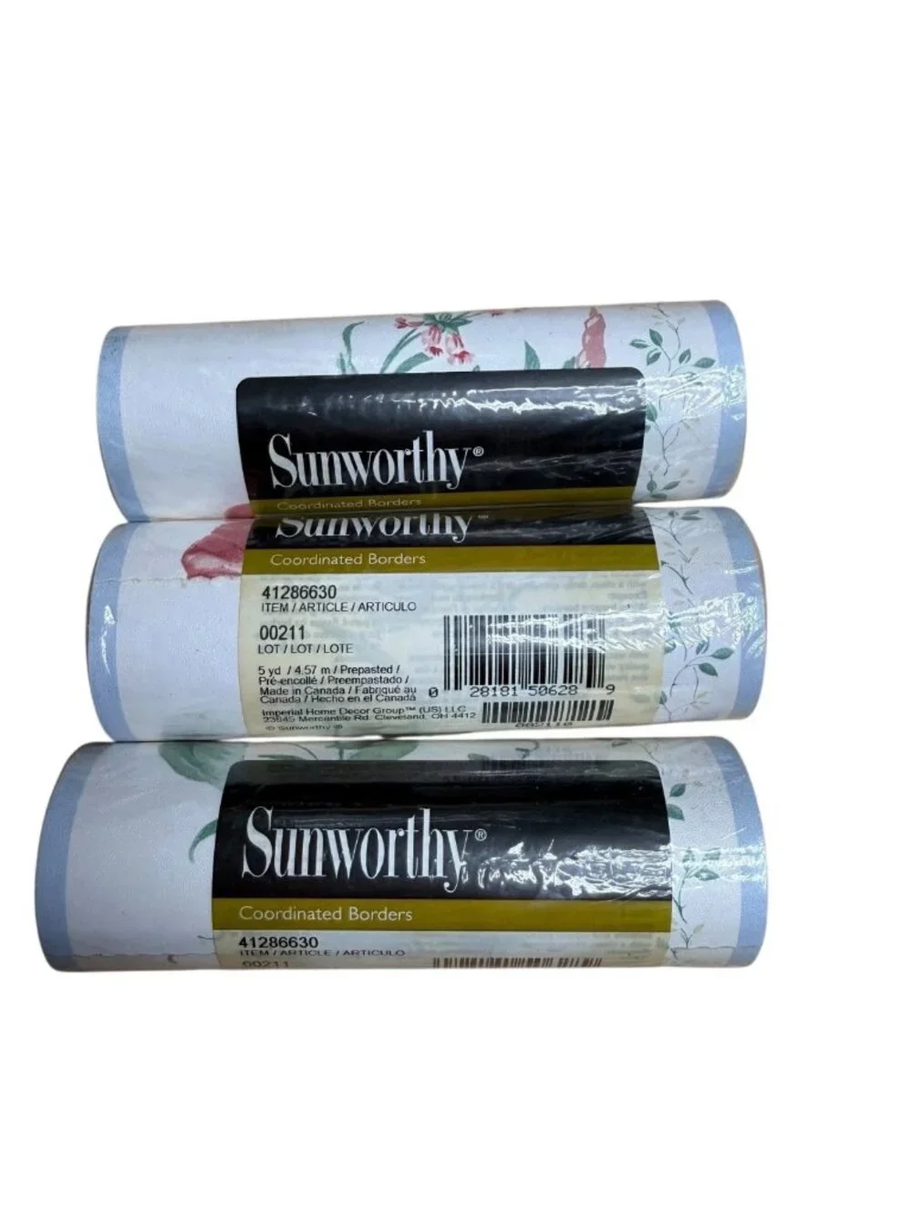 Sunworthy Vintage Wallpaper Border Floral Vine French Cottage Core 3 Rolls NEW
